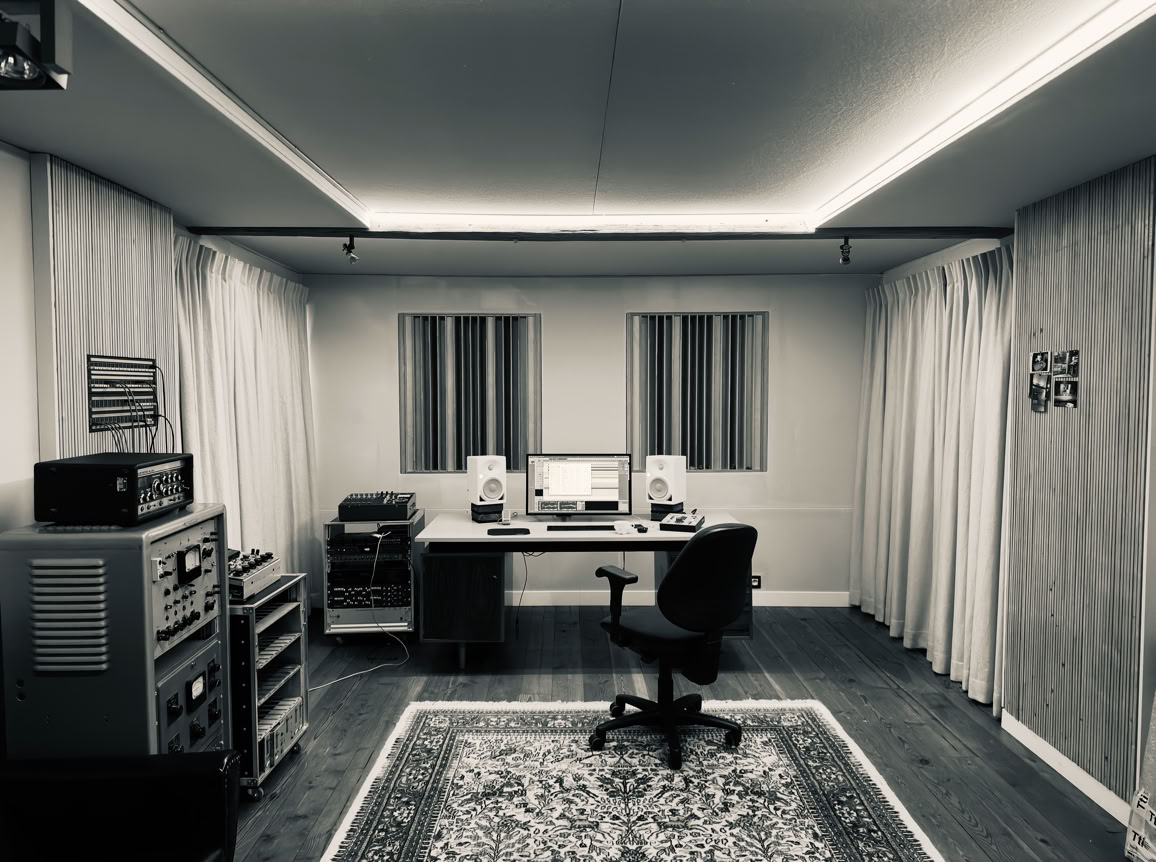 Control room at CCR recording studio Zulte
